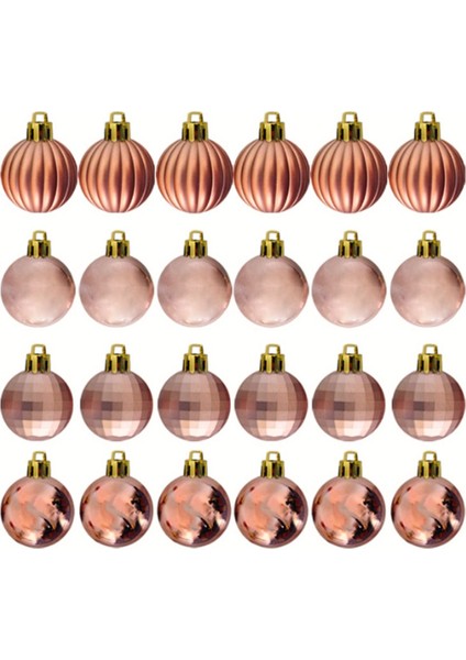 Yılbaşı Ağacı Süsü, Bronz Lüks Ağaç Süsleme Seti 3 cm Pakette 24 Adet