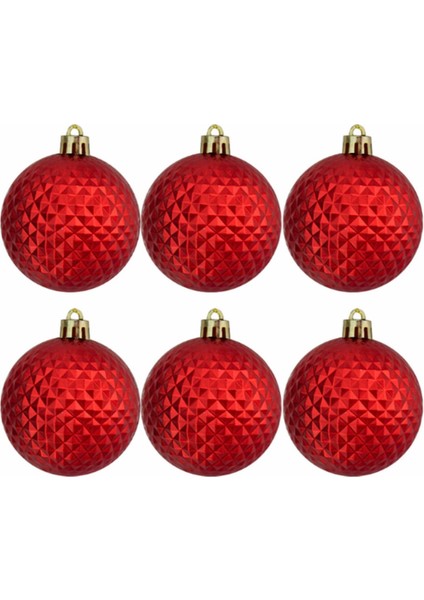 Yılbaşı Ağacı Süsü, Mat Kırmızı Ağaç Süsleme Topu 6cm 6lı