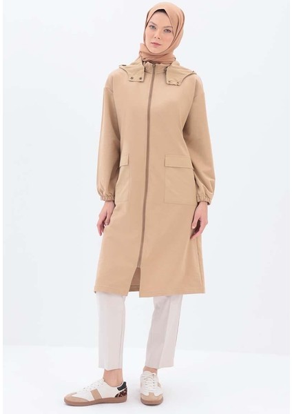 Bej-Kapüşonlu Fermuarlı Hırka fiyatları