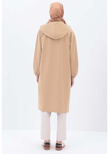 Bej-Kapüşonlu Fermuarlı Hırka fırsatları