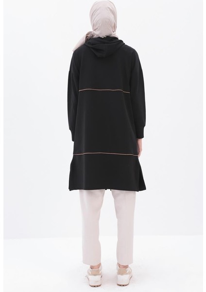 Siyah-Saten Ara Biyeli Sweat Hırka fırsatları