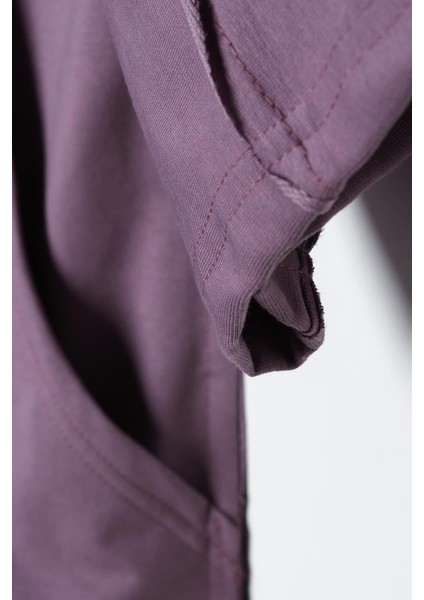 Koyu Lila-Yarasa Kollu Oversize Hırka