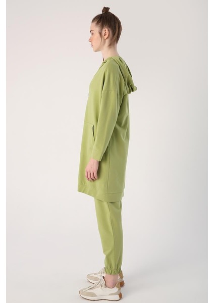 Açık Yeşil-Fermuarlı Sweat Hırka