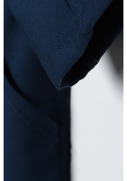 Koyu Indigo-Yarasa Kollu Oversize Hırka