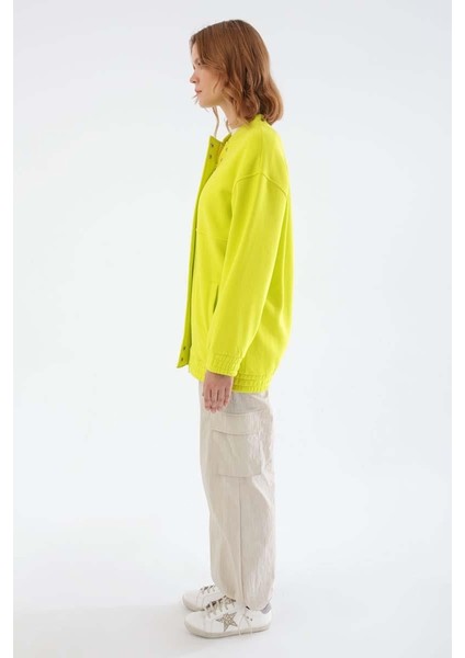 Neon Sarı-Çıtçıtlı Fermuarlı Şardonlu Hırka modelleri