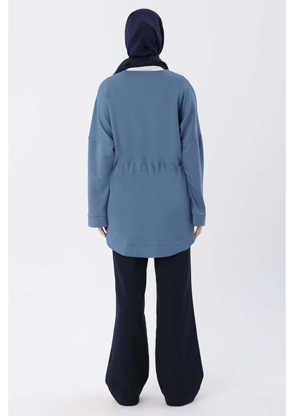 Mavi-Belden Büzgülü Cepli Ceket modelleri