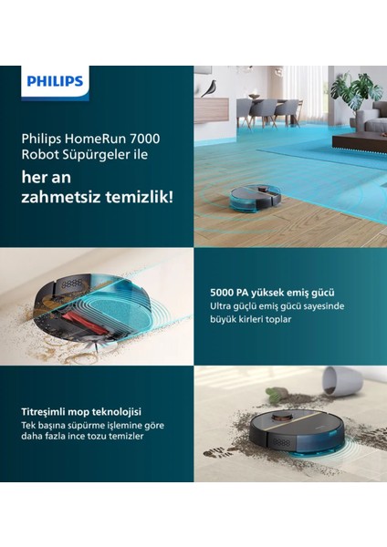 Yedek Temizlik Seti + Aqua Islak ve Kuru 7000 Serisi ,sezgisel Kullanım Akıllı Kontrol Apple-Android Uyumlu Wi-Fi ile Evde Değilken Temizlik Yapın Premium Robot Süpürge