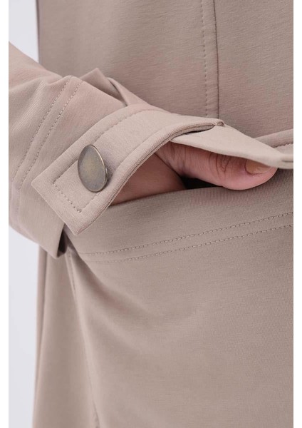 Bej-Cepli Hakim Yaka Büyük Beden Ferace fırsatları