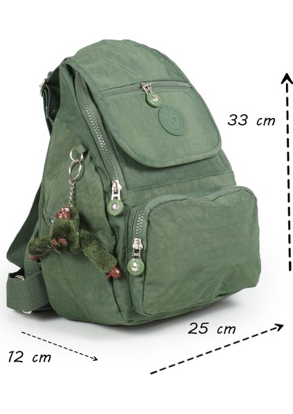 Küçük Boy Krinkıl /klinkır Su Geçirmez Uzun Askılı Çok Gözlü Günlük Kadın Sırt Çantası Yeşil 12-4g fiyatları