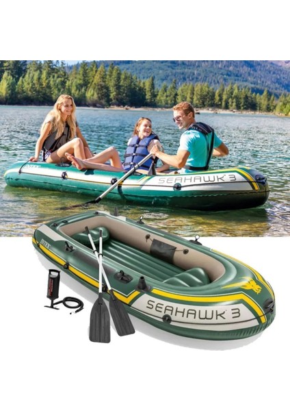 Intex Seahawk 3 Model Bot+Kürek+Pompa Seti - 295 x 137 x 43 cm | Mavi Su Dünyası 68380