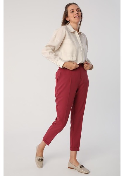 Vişne Çürüğü-Beli Lastikli Havuc Pantolon