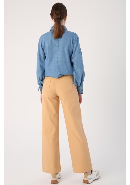 BISKÜVI-Pamuk Bol Paça Parça Boyama Rahat Kalıp Pantolon fırsatları