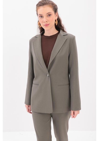 Haki-Astarlı Blazer Ceket