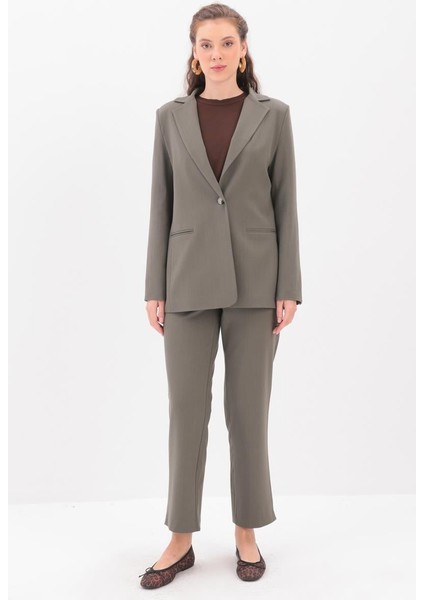 Haki-Astarlı Blazer Ceket