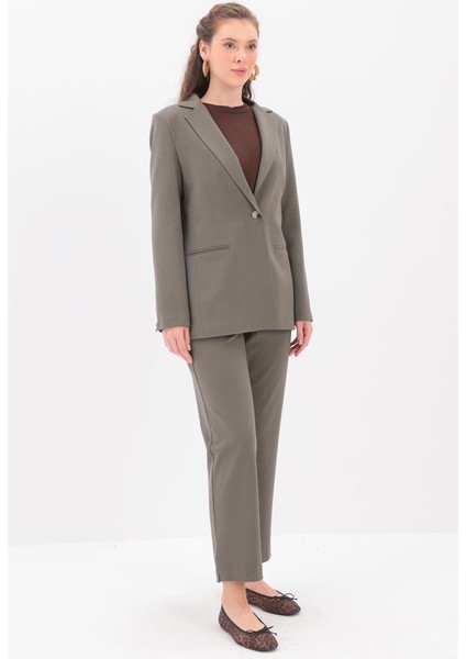 Haki-Astarlı Blazer Ceket