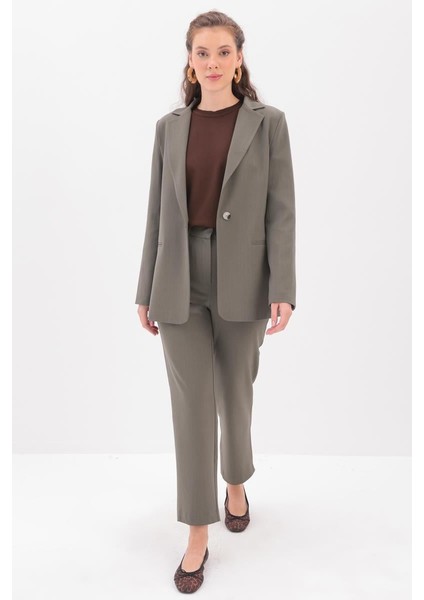Haki-Astarlı Blazer Ceket