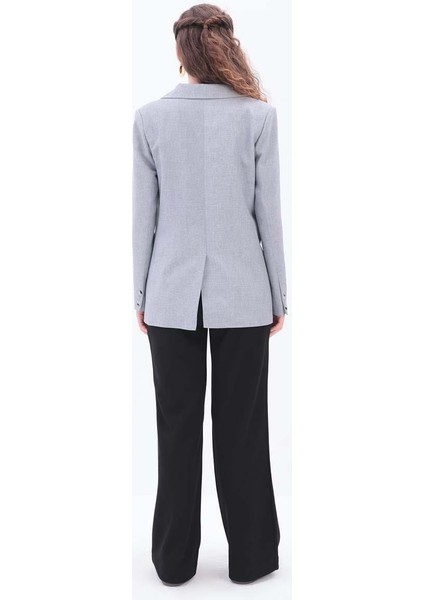 Gri-Astarlı Blazer Ceket