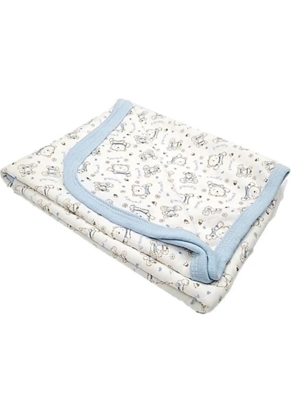 Yumuşak pamuklu mavi bebek tek kat kapitone battaniye 80x90 cm
