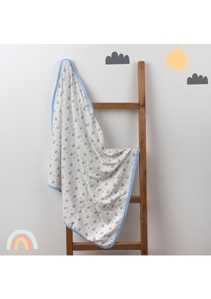 Yumuşak pamuklu mavi bebek tek kat kapitone battaniye 80x90 cm fiyatları