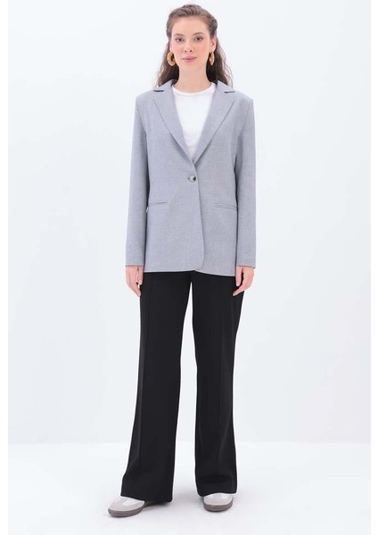 Gri-Astarlı Blazer Ceket