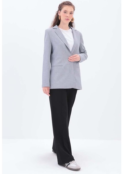 Gri-Astarlı Blazer Ceket