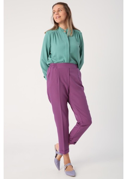 Koyu Mor-Beli Lastikli Havuc Pantolon fiyatları