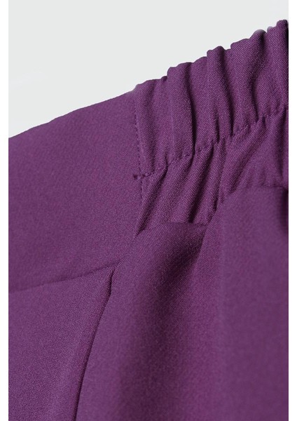 Koyu Mor-Beli Lastikli Havuc Pantolon fırsatları