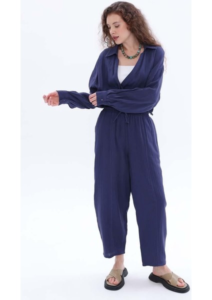 İNDIGO-Pamuklu Cepli Müslin Pantolon