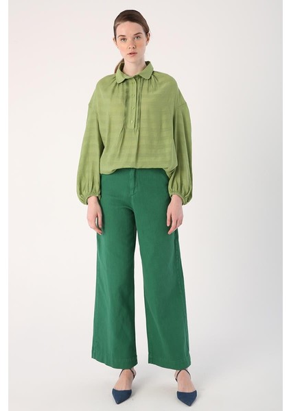 YEŞIL-%100 Pamuk Bol Paça Cepli Pantolon fiyatları