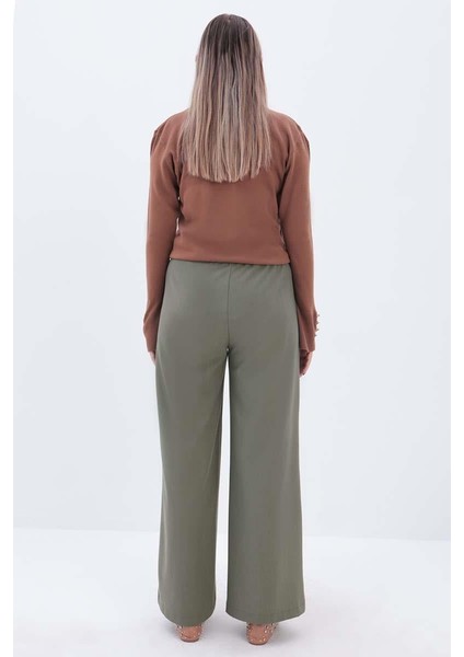 Haki-Beli Lastikli Kordonlu Pantolon modelleri