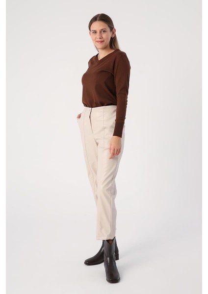 Taş-Içi Şardonlu Çima Dikişli Deri Pantolon fiyatları