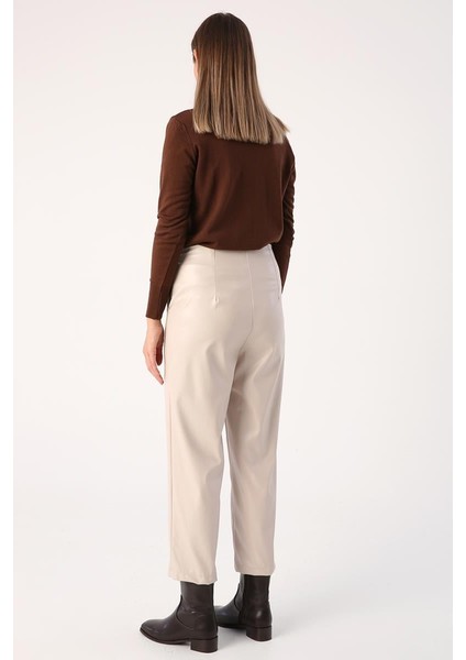 Taş-Içi Şardonlu Çima Dikişli Deri Pantolon fırsatları