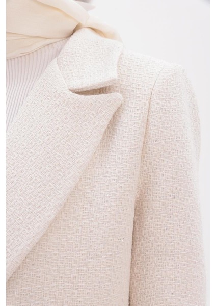 Beyaz-Simli Tüvit Kumaş Blazer Ceket indirimleri