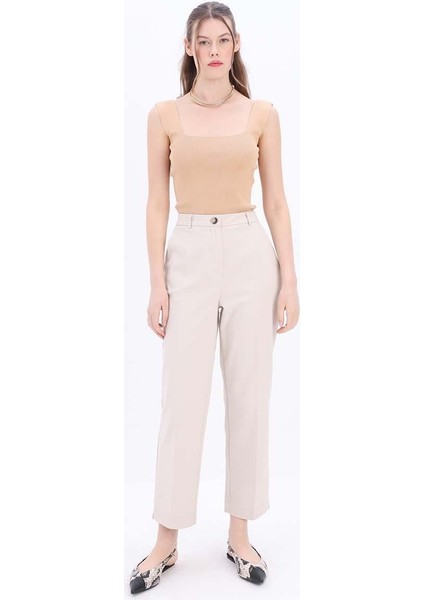 Açık Bej-Pamuklu Büyük Beden Kumaş Pantolon fiyatları