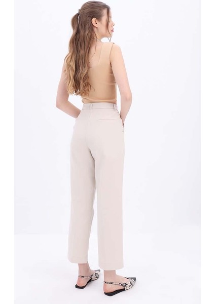 Açık Bej-Pamuklu Büyük Beden Kumaş Pantolon fırsatları