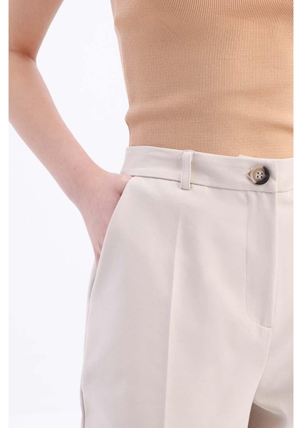 Açık Bej-Pamuklu Büyük Beden Kumaş Pantolon indirimleri