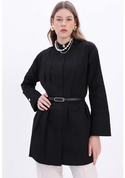 Siyah-Elips Tokalı Kemer