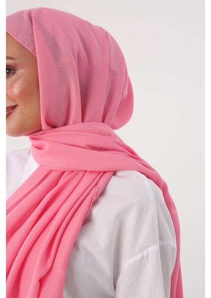 Pembe-Şerit Detaylı Pamuklu Şal modelleri