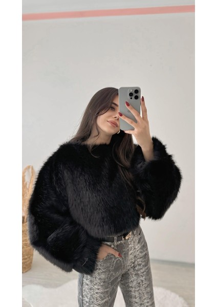 Porter Siyah Kürk Sweat
