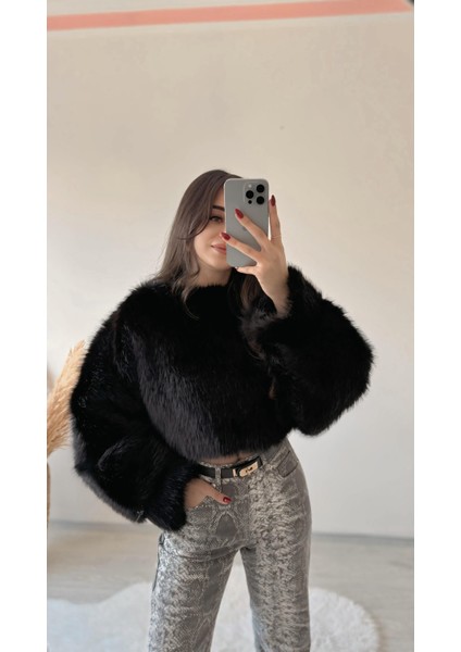 Porter Siyah Kürk Sweat