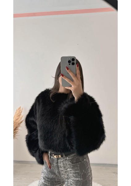 Porter Siyah Kürk Sweat