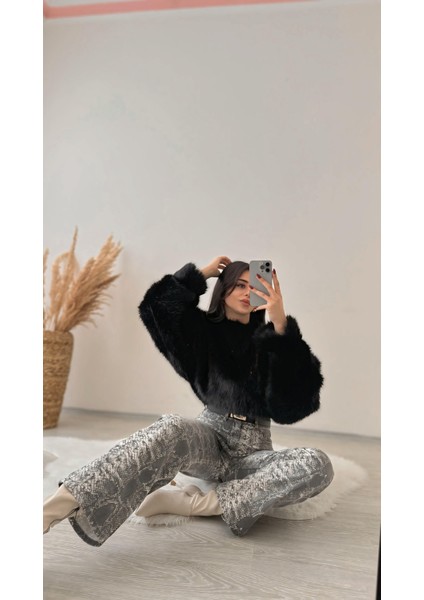 Porter Siyah Kürk Sweat