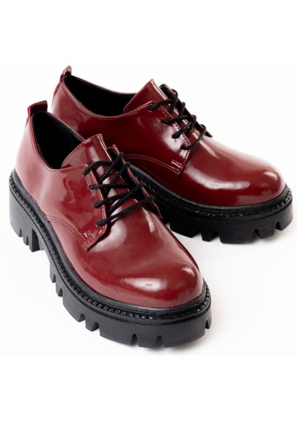 868-754 Bordo Rugan Bağcıklı Günlük Yüksek Tabanlı Loafer Ayakkabı fırsatları