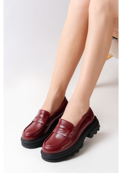 746-759 Bordo Rugan Günlük Yüksek Tabanlı Loafer Ayakkabı