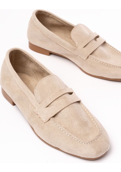 302 Bej Süet Günlük Kadın Babet modelleri