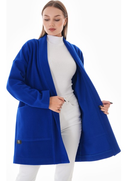 Gigitex Saks Mavi Kaşe Kaban Cepli Standart Oversize 36-44 Boy 90 cm modelleri