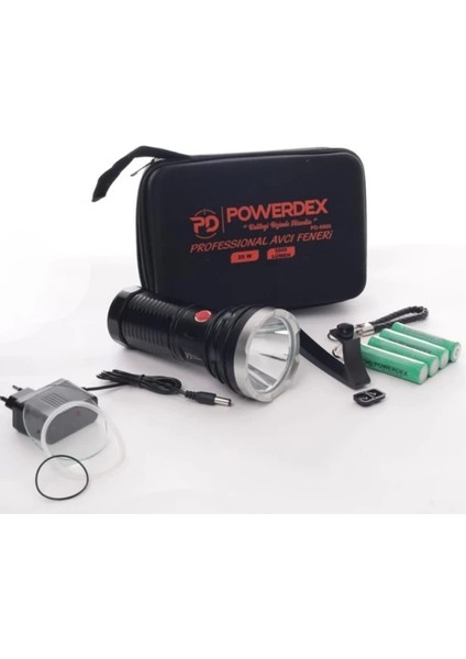 25W Şarjlı Ledli Profesyonel El Feneri 3200LM 3,7VX4 Adet Pil