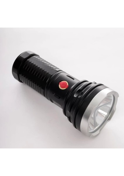 25W Şarjlı Ledli Profesyonel El Feneri 3200LM 3,7VX4 Adet Pil