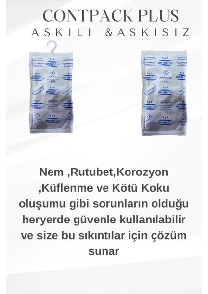 Contpack Plus Askılı Nem Alıcı Rutubet Engelleyici Konteyner Kurutucu 20 Adet 7600 Gr. modelleri
