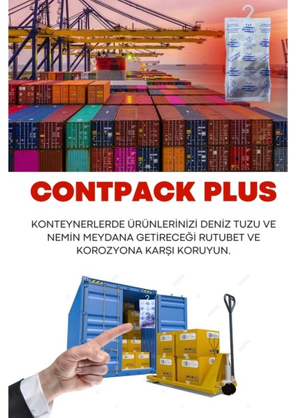 Contpack Plus Askılı Nem Alıcı Rutubet Engelleyici Konteyner Kurutucu 20 Adet 7600 Gr.
